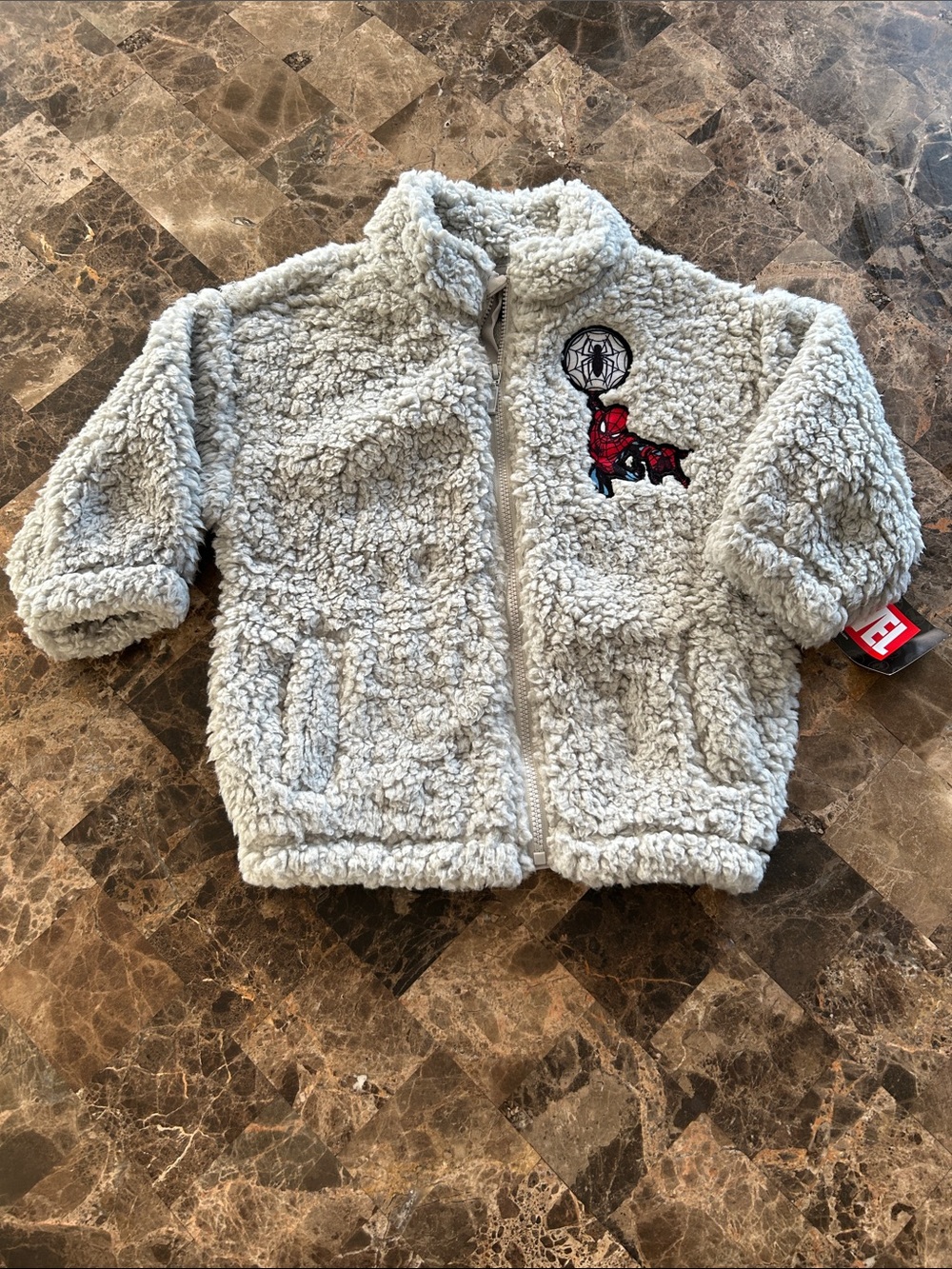 NWT 🆕 Marvel Spiderman Kids Plush Zip-Up Jacket with Spider Patch - 24 months